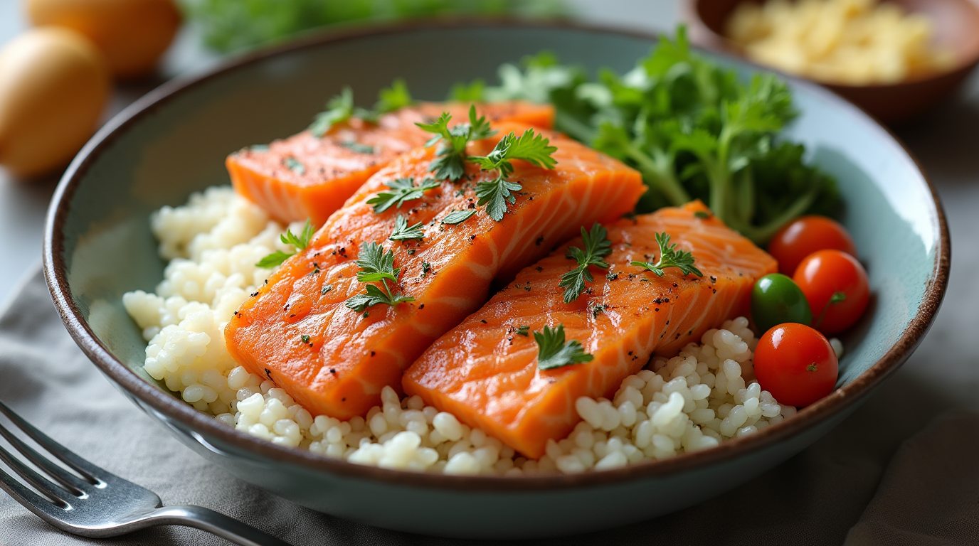 salmon rice bowl