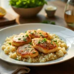 chicken scampi with garlic parmesan rice​